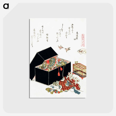 アートポストカード-Hokusai's Vintage Japanese jewelry box - 葛飾 北斎 Postcard.