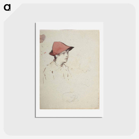 アートポストカード-Bertta Edelfelt, taiteilijan sisar punainen hattu päässään - アルバート エーデルフェルト Postcard.