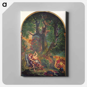 アートパネル-Jacob's fight with the angel - ウジェーヌ ドラクロワ Canvas.