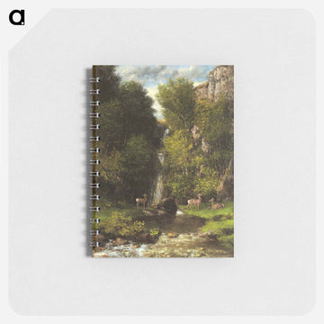 A Family of Deer in a Landscape with a Waterfall - ギュスターヴ クールベ Memo.