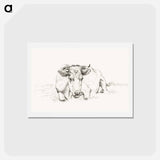 アートポストカード-Lying cow - ジャン ベルナール Postcard.