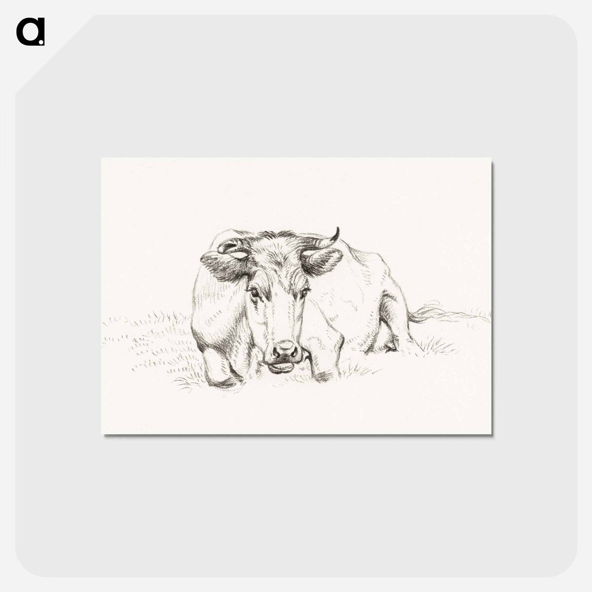 アートポストカード-Lying cow - ジャン ベルナール Postcard.