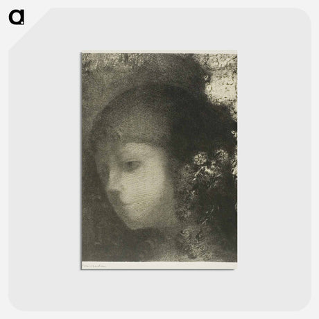 アートポストカード-Child's Head With Flowers - オディロン ルドン Postcard.