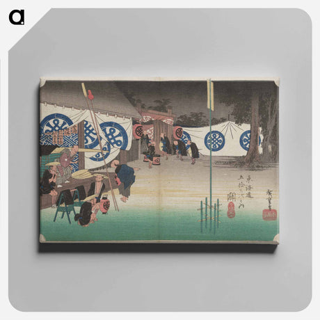 アートパネル-Men Before Crested Buildings
 - 歌川 広重 Canvas.