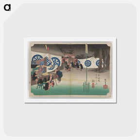 アートポストカード-Men Before Crested Buildings
 - 歌川 広重 Postcard.