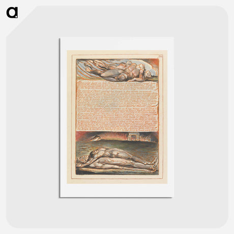 アートポストカード-Jerusalem, Plate 94, "Albion cold lays on his Rock...." - ウィリアム ブレイク Postcard.