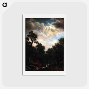 アートポストカード-Moonlit Landscape - アルバート ビアスタット Postcard.