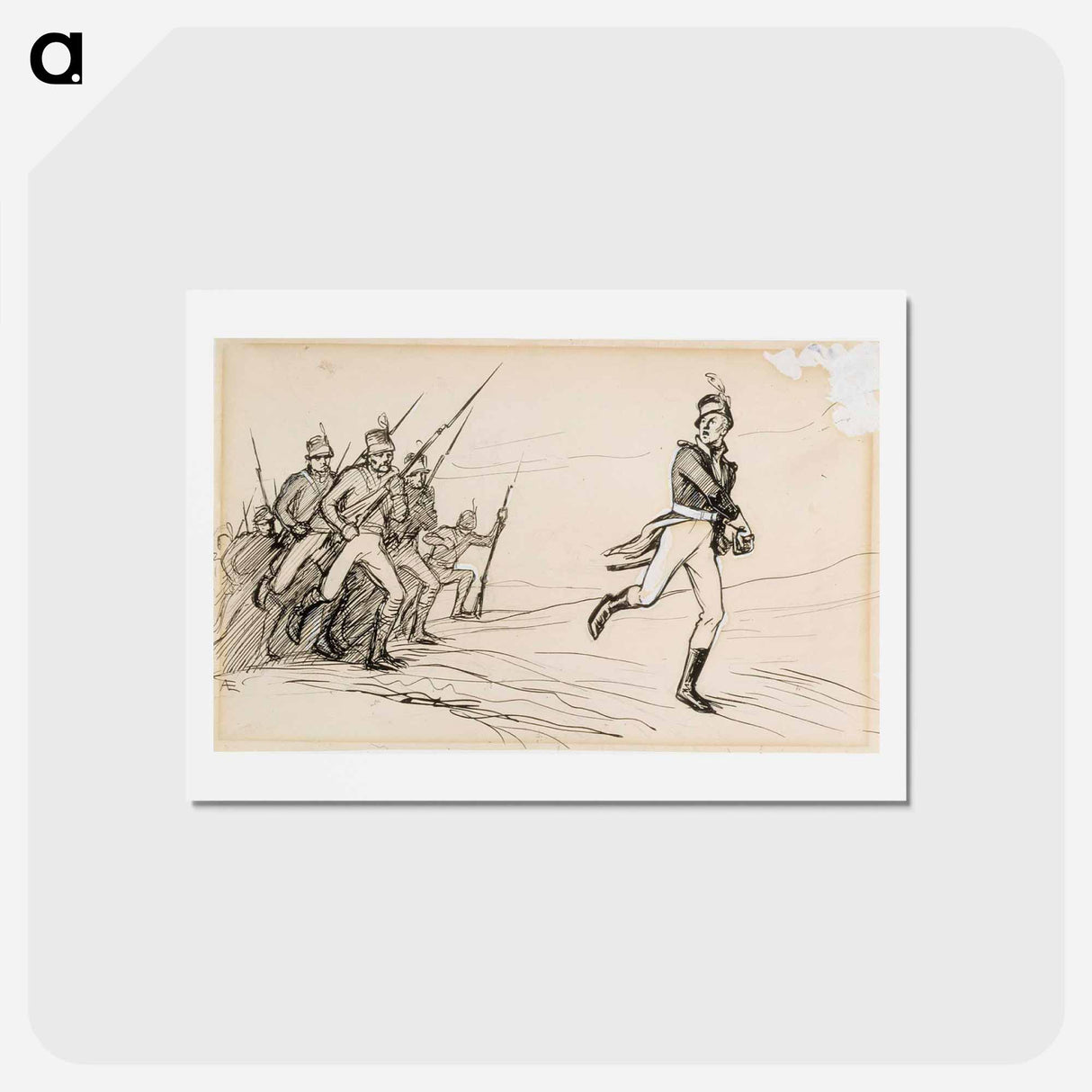 アートポストカード-"hei vaasan poikani eespäin!" luutnantti ziden -runon alkuvinjetti - アルバート エーデルフェルト Postcard.