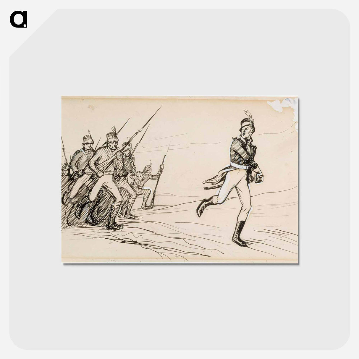 アートポストカード-"hei vaasan poikani eespäin!" luutnantti ziden -runon alkuvinjetti - アルバート エーデルフェルト Postcard.