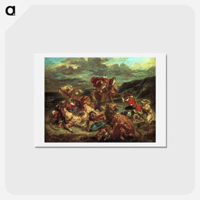 アートポストカード-Lion Hunt - ウジェーヌ ドラクロワ Postcard.