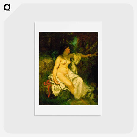 アートポストカード-Bather Sleeping by a Brook - ギュスターヴ クールベ Postcard.