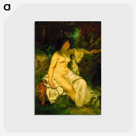 アートポストカード-Bather Sleeping by a Brook - ギュスターヴ クールベ Postcard.