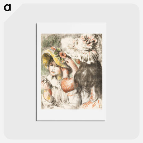 アートポストカード-Pinning the Hat - ピエール オーギュスト ルノワール Postcard.