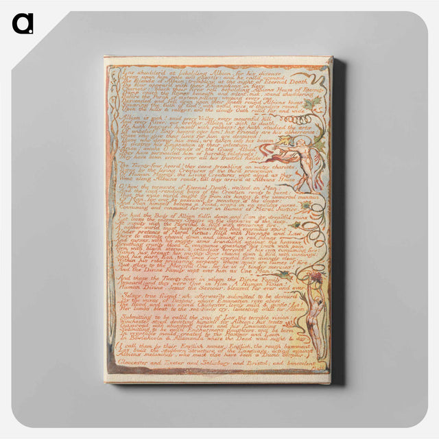 アートパネル-Jerusalem, Plate 40, "Los shudderd at beholding Albion...." - ウィリアム ブレイク Canvas.