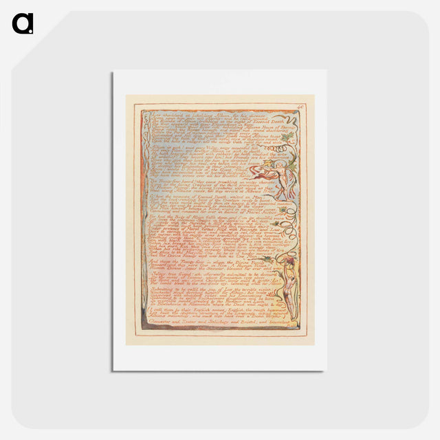 アートポストカード-Jerusalem, Plate 40, "Los shudderd at beholding Albion...." - ウィリアム ブレイク Postcard.