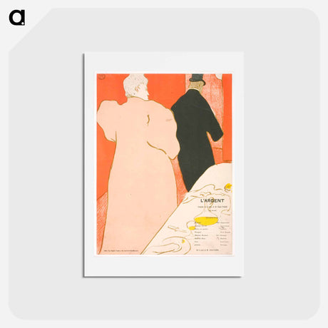 アートポストカード-Un Moniseur et une Dame, Program pour L'Argent - アンリ ド トゥールーズ ロートレック Postcard.