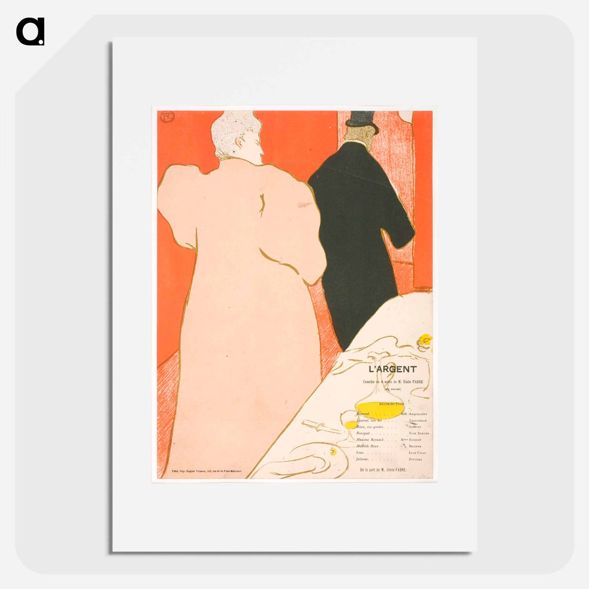 A Moniseur and a Dame, Program for the Argent - Henri de Toulouse-Lautrec Poster.