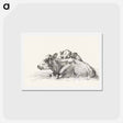 アートポストカード-Two lying cows - ジャン ベルナール Postcard.