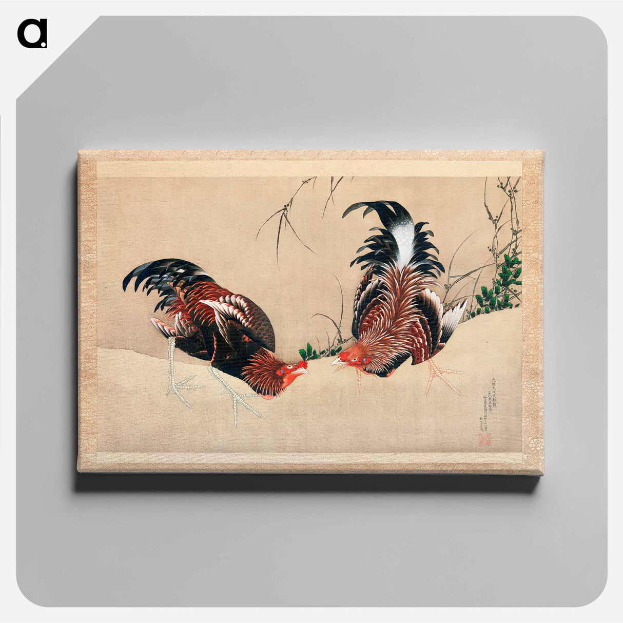 Gamecocks - Katsushika Hokusai Canvas.