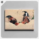 アートパネル-Gamecocks - 葛飾 北斎 Canvas.