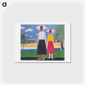 アートポストカード-Two Figures in a Landscape - カジミール マレーヴィチ Postcard.