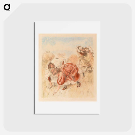 アートポストカード-Children Playing Ball - ピエール オーギュスト ルノワール Postcard.