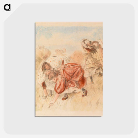 アートポストカード-Children Playing Ball - ピエール オーギュスト ルノワール Postcard.
