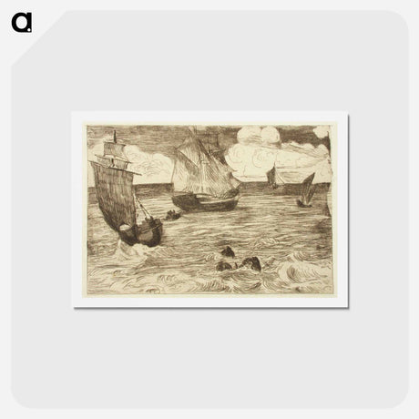 アートポストカード-Marin med segelbåtar - エドゥアール マネ Postcard.