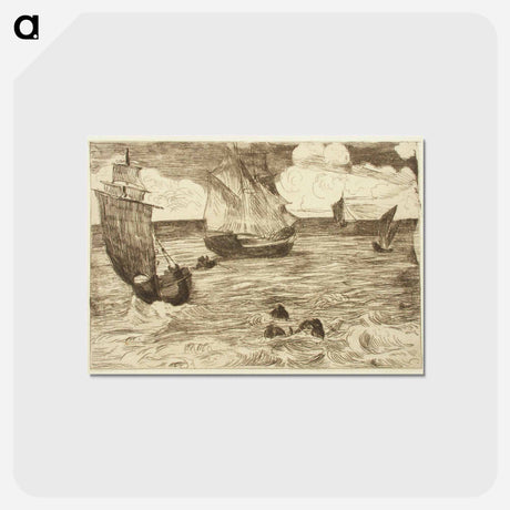 アートポストカード-Marin med segelbåtar - エドゥアール マネ Postcard.
