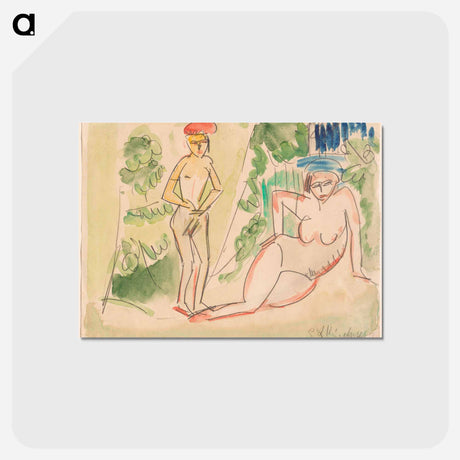 アートポストカード-Two Bathers near the Woods - エルンスト ルートヴィヒ キルヒナー Postcard.
