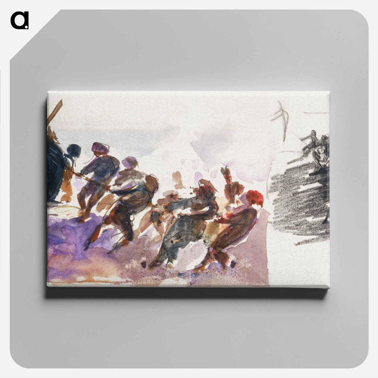 Men Hauling Lifeboat Ashore - ジョン シンガー サージェント Canvas.