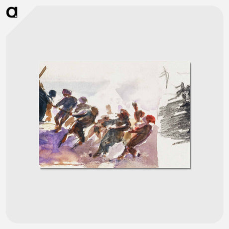 アートポストカード-Men Hauling Lifeboat Ashore - ジョン シンガー サージェント Postcard.