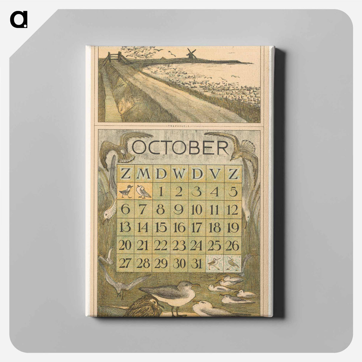Kalenderblad oktober met trekvogels - テオ ヴァン ホイテマ Canvas.