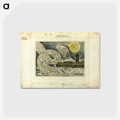 アートポストカード-The Circle of the Lustful: Paolo and Francesca. Inferno, canto V - ウィリアム ブレイク Postcard.