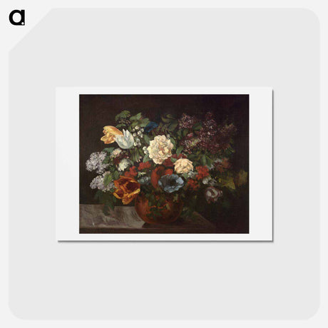 アートポストカード-Bouquet of flowers - ギュスターヴ クールベ Postcard.