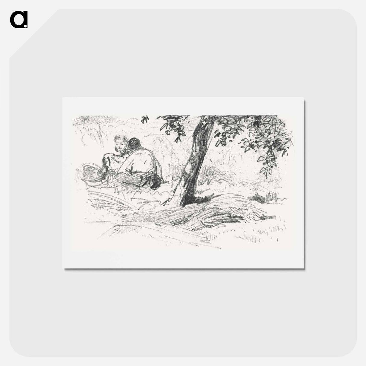 アートポストカード-Boy and Girl Seated by Tree from Scrapbook - ジョン シンガー サージェント Postcard.