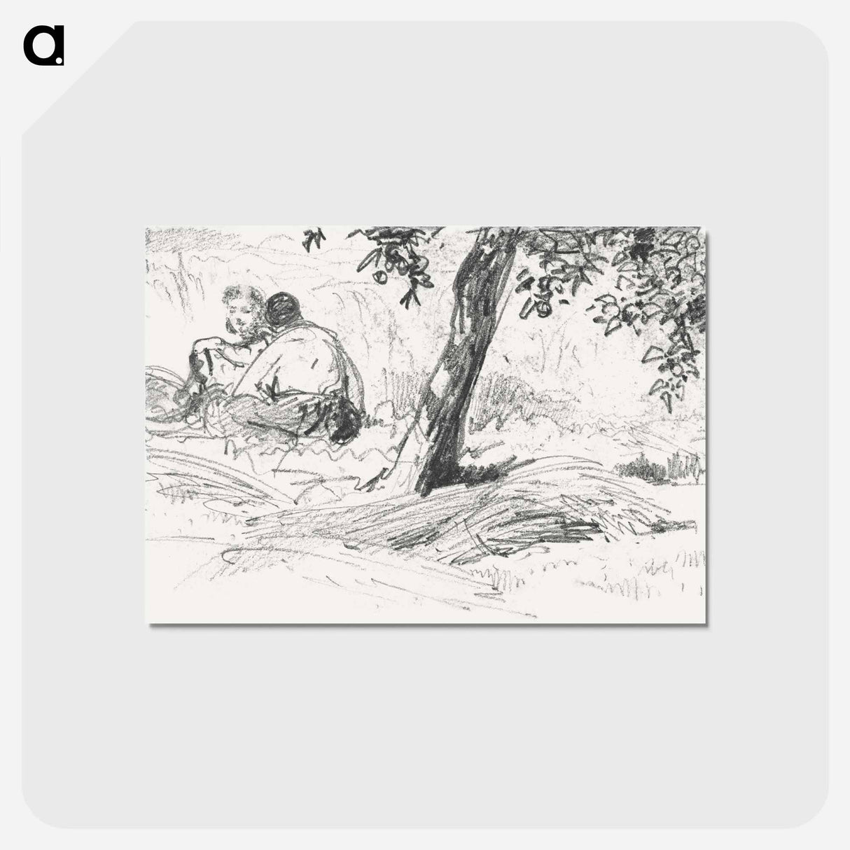 アートポストカード-Boy and Girl Seated by Tree from Scrapbook - ジョン シンガー サージェント Postcard.