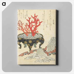 アートパネル-A comparison of Genroku poems and shells - 葛飾 北斎 Canvas.
