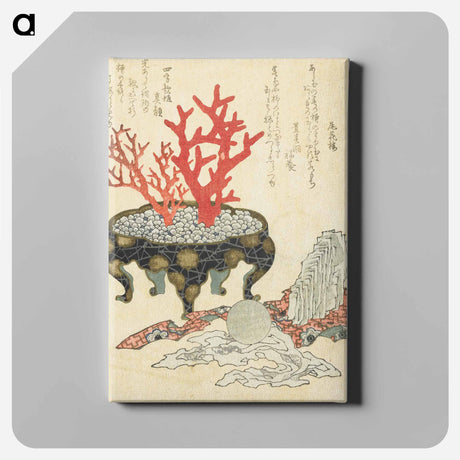 アートパネル-A comparison of Genroku poems and shells - 葛飾 北斎 Canvas.