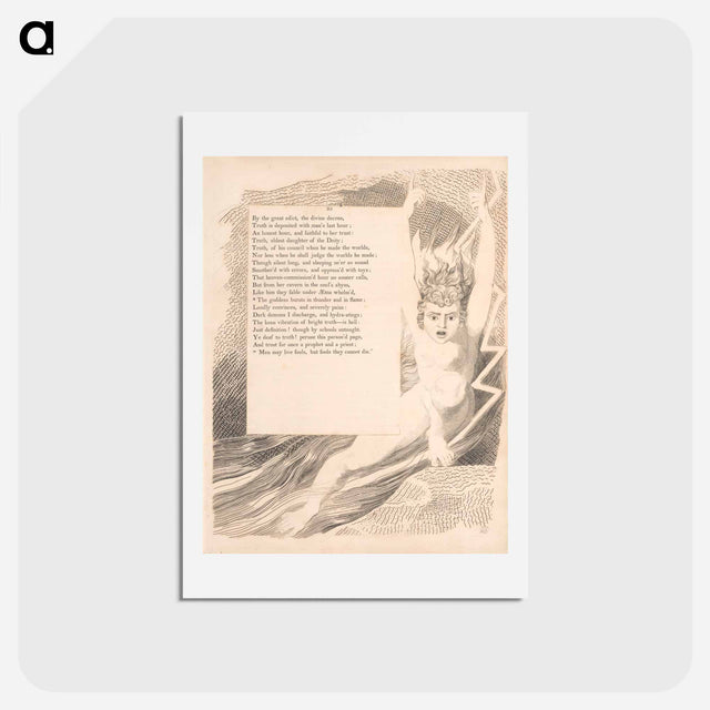 アートポストカード-The goddess bursts in thunder and in flame - ウィリアム ブレイク Postcard.