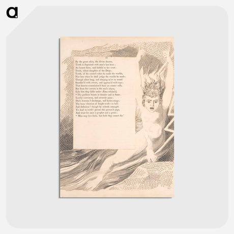 アートポストカード-The goddess bursts in thunder and in flame - ウィリアム ブレイク Postcard.