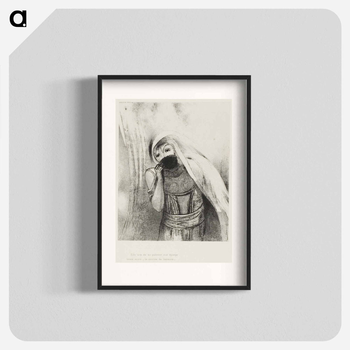 She Draws From Her Bosom a Sponge, Perfectly Black, and Covers it With Kisses - オディロン ルドン Poster.