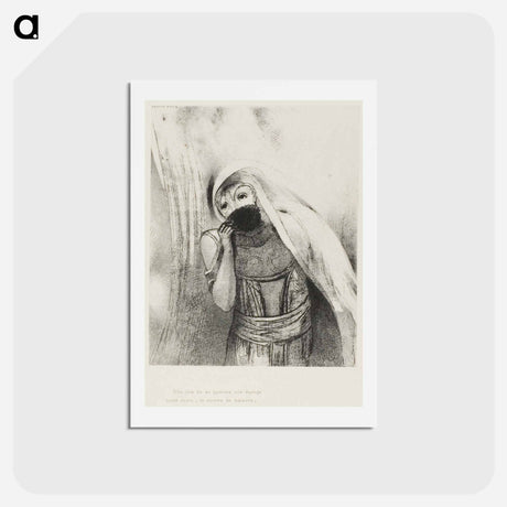 アートポストカード-She Draws From Her Bosom a Sponge, Perfectly Black, and Covers it With Kisses - オディロン ルドン Postcard.