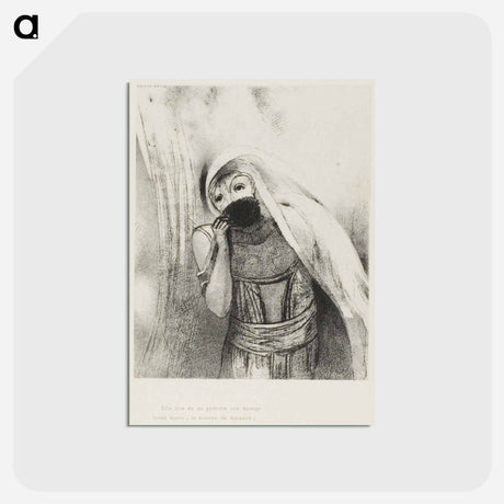 アートポストカード-She Draws From Her Bosom a Sponge, Perfectly Black, and Covers it With Kisses - オディロン ルドン Postcard.