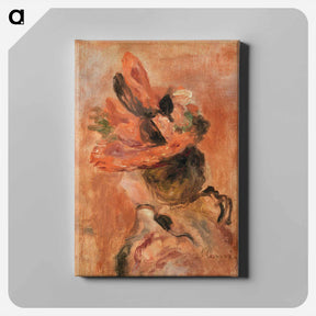 アートパネル-Woman's Head with Red Hat - ピエール オーギュスト ルノワール Canvas.