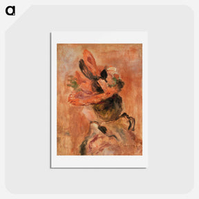 アートポストカード-Woman's Head with Red Hat - ピエール オーギュスト ルノワール Postcard.