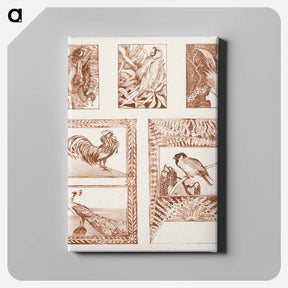 アートパネル-Proefblad voor briefkaarten met vogels - テオ ヴァン ホイテマ Canvas.