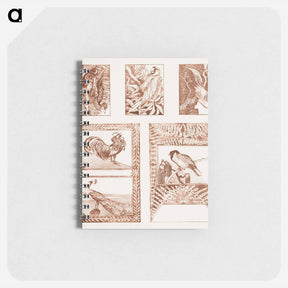 アートメモ帳-Proefblad voor briefkaarten met vogels - テオ ヴァン ホイテマ Memo.
