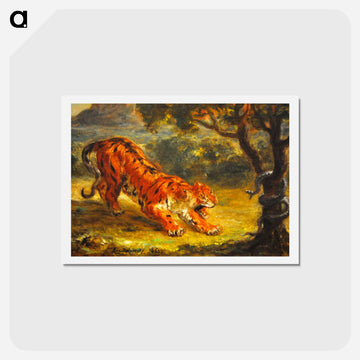 Tiger and Snake - ウジェーヌ ドラクロワ Postcard.