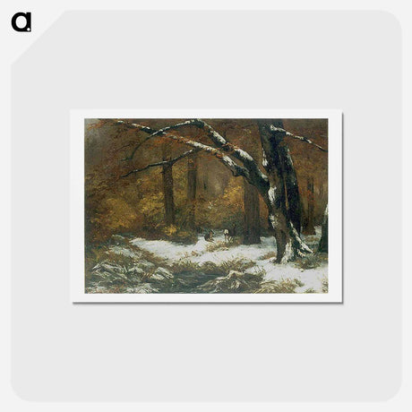 アートポストカード-Deer's Shelter in Winter - ギュスターヴ クールベ Postcard.
